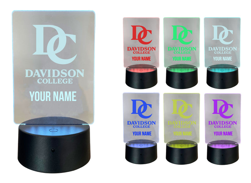 Davidson College Officially Licensed Acrylic LED Night Light with Remote and USB Plug in