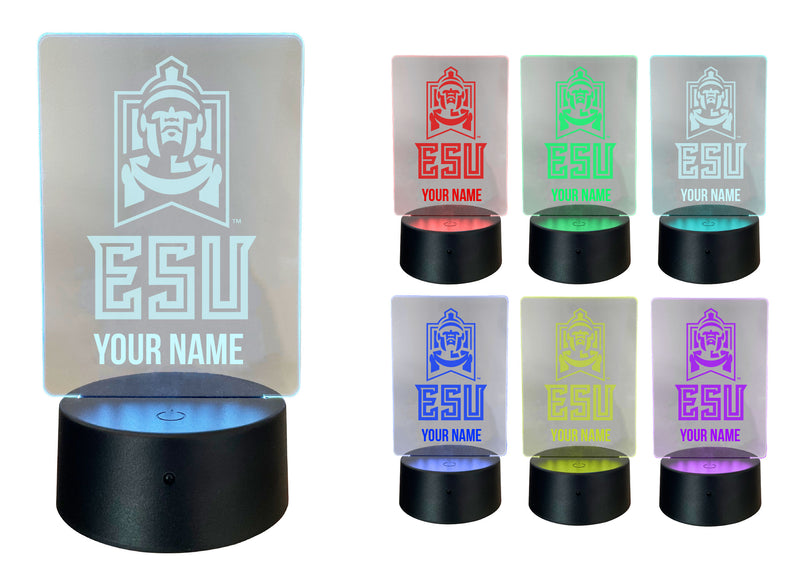 East Stroudsburg University Officially Licensed Acrylic LED Night Light with Remote and USB Plug in