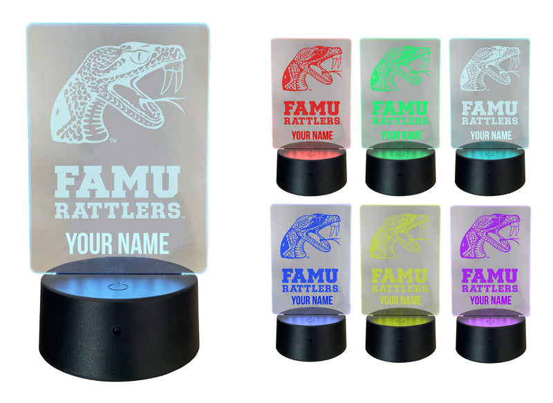 Florida A&M Rattlers Officially Licensed Acrylic LED Night Light with Remote and USB Plug in