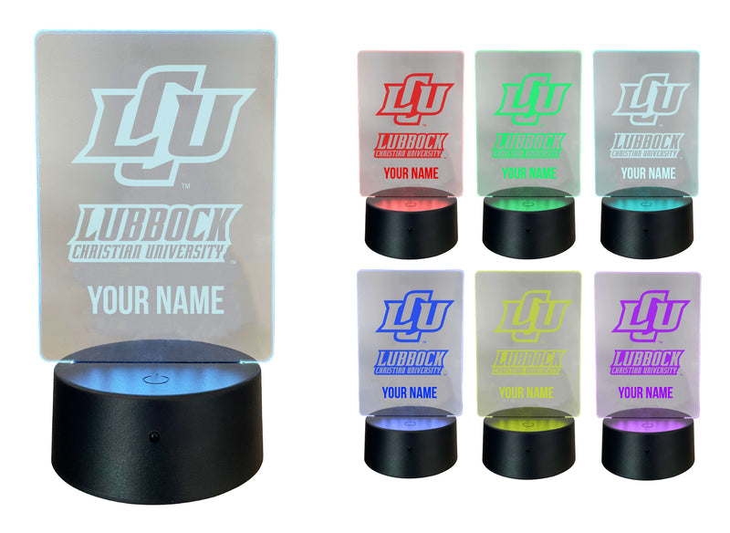 Lubbock Christian University Chaparral Officially Licensed Acrylic LED Night Light with Remote and USB Plug in
