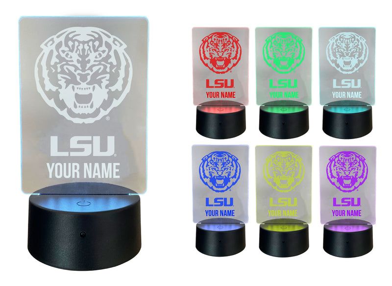 LSU Tigers Officially Licensed Acrylic LED Night Light with Remote and USB Plug in