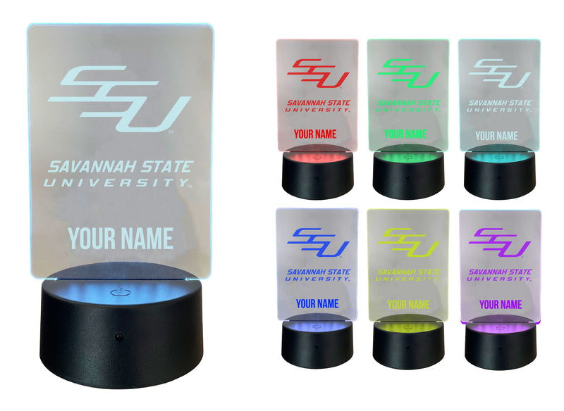 Savannah State University Officially Licensed Acrylic LED Night Light with Remote and USB Plug in