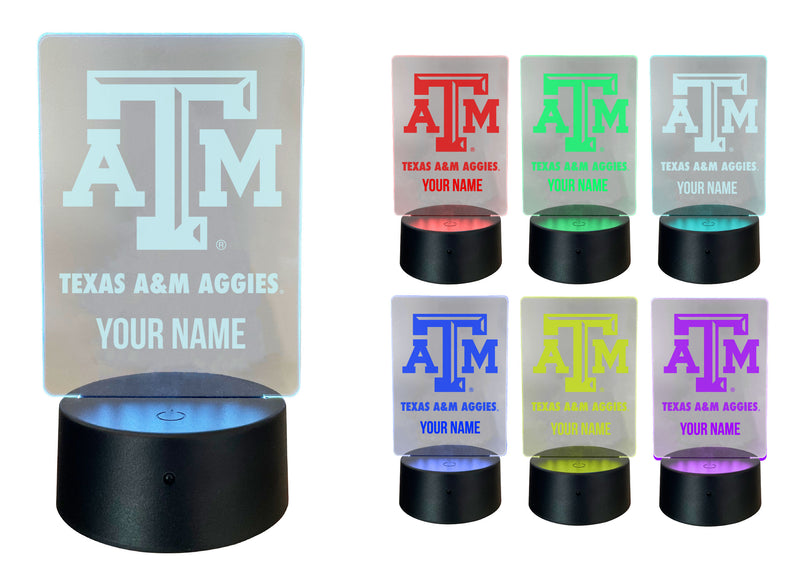 Texas A&M Aggies Officially Licensed Acrylic LED Night Light with Remote and USB Plug in