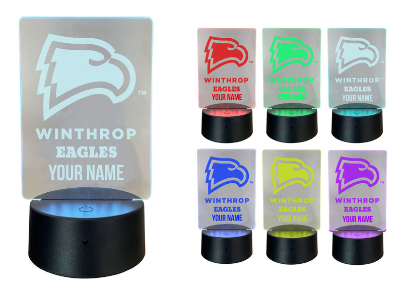Winthrop University Officially Licensed Acrylic LED Night Light with Remote and USB Plug in