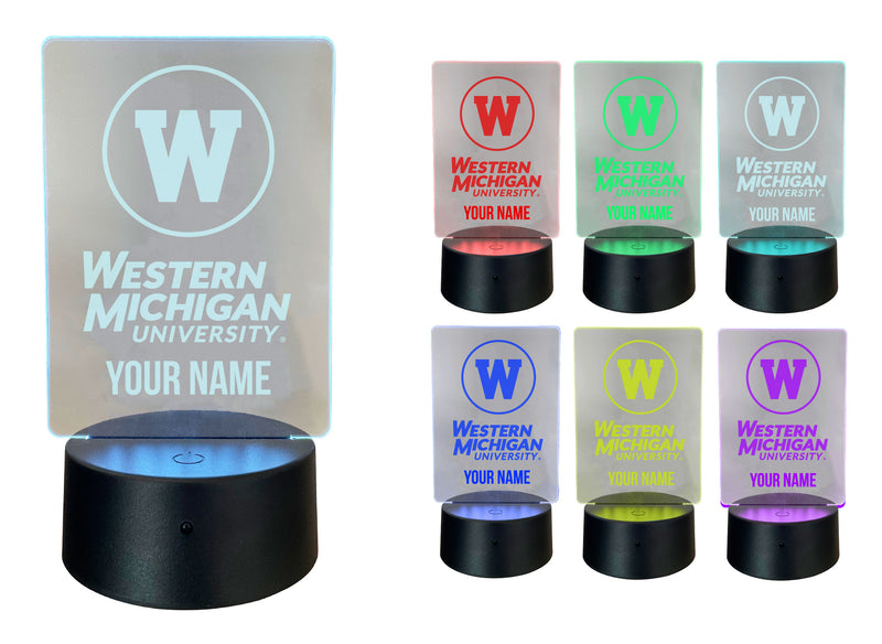 Western Michigan University Officially Licensed Acrylic LED Night Light with Remote and USB Plug in