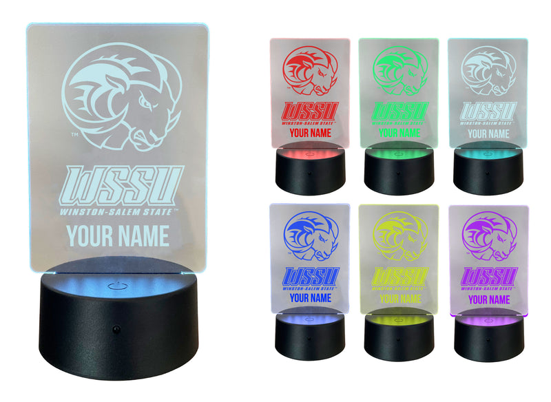 Winston-Salem State Officially Licensed Acrylic LED Night Light with Remote and USB Plug in