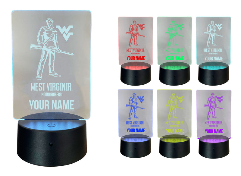 West Virginia Mountaineers Officially Licensed Acrylic LED Night Light with Remote and USB Plug in