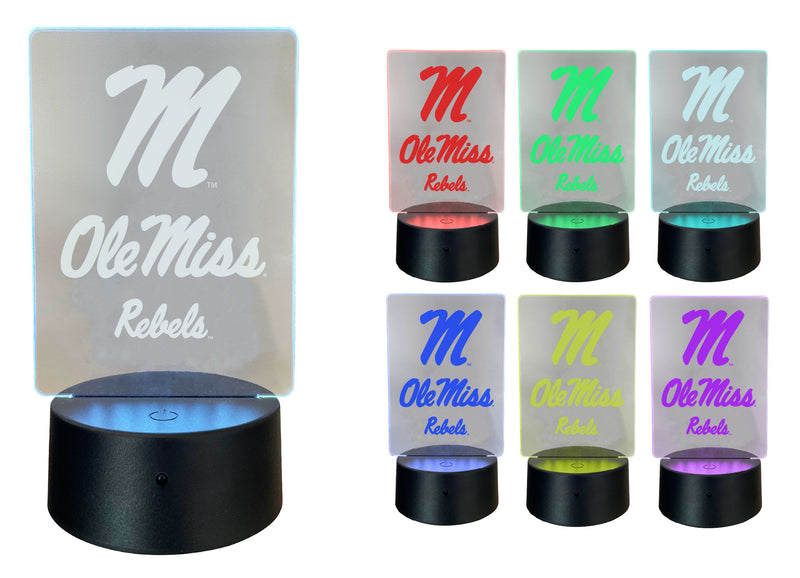 Mississippi Rebels "Ole Miss" Acrylic Color Changing LED Night Light with Remote and USB plug in Officially Licensed Collegiate Product Single