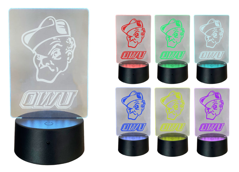 Ohio Wesleyan University Acrylic Color Changing LED Night Light with Remote and USB plug in Officially Licensed Collegiate Product Single