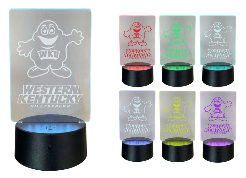 Western Kentucky Hilltoppers Acrylic Color Changing LED Night Light with Remote and USB plug in Officially Licensed Collegiate Product Single