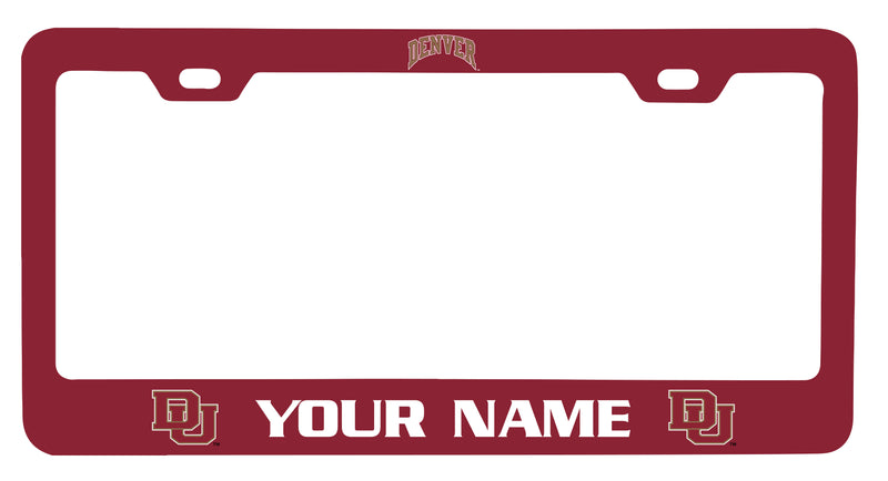 University of Denver Pioneers Customizable Metal License Plate Frame Officially Licensed Collegiate Product