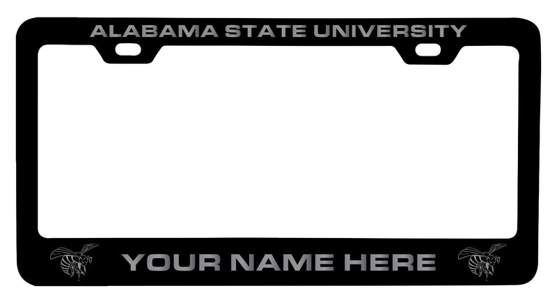 Alabama State University Customizable Engraved Metal License Plate Frame Officially Licensed Collegiate Product Black