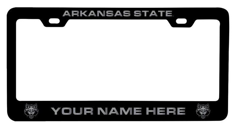 Arkansas State Customizable Engraved Metal License Plate Frame Officially Licensed Collegiate Product Black