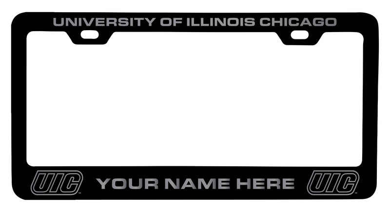 University of Illinois at Chicago Customizable Engraved Metal License Plate Frame Officially Licensed Collegiate Product Black