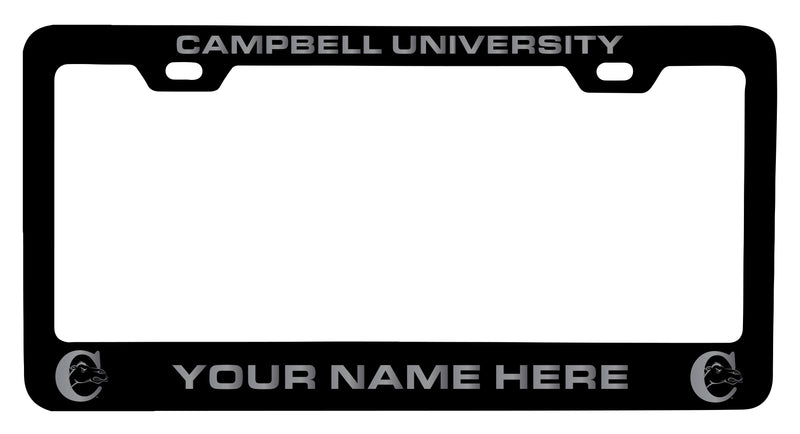 Campbell University Fighting Camels Customizable Engraved Metal License Plate Frame Officially Licensed Collegiate Product Black