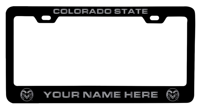 Colorado State Rams Customizable Engraved Metal License Plate Frame Officially Licensed Collegiate Product Black