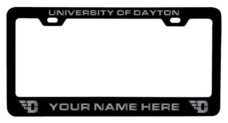 Dayton Flyers Customizable Engraved Metal License Plate Frame Officially Licensed Collegiate Product Black