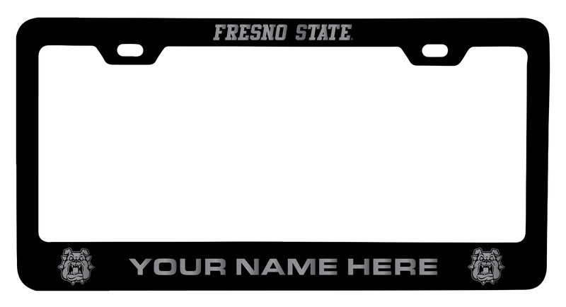 Fresno State Bulldogs Customizable Engraved Metal License Plate Frame Officially Licensed Collegiate Product Black