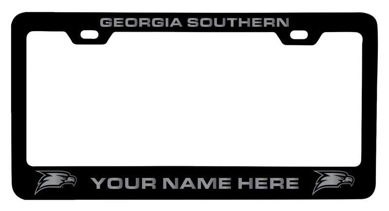Georgia Southern Eagles Customizable Engraved Metal License Plate Frame Officially Licensed Collegiate Product Black