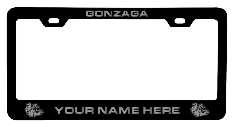 Gonzaga Bulldogs Customizable Engraved Metal License Plate Frame Officially Licensed Collegiate Product Black