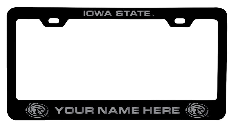 Iowa State Cyclones Customizable Engraved Metal License Plate Frame Officially Licensed Collegiate Product Black
