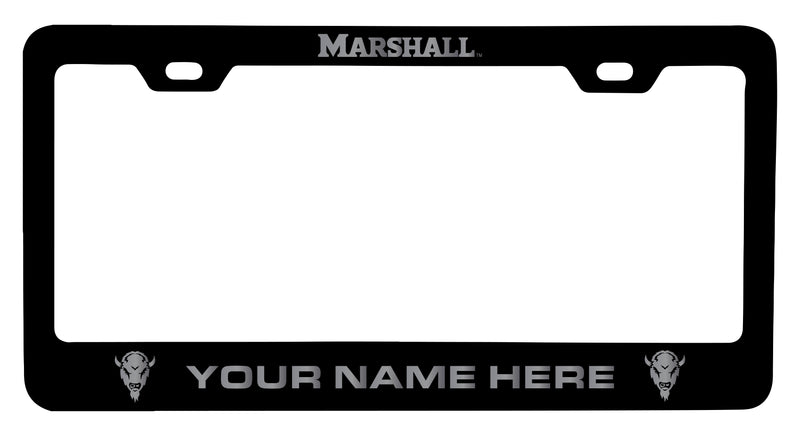 Marshall Thundering Herd Customizable Engraved Metal License Plate Frame Officially Licensed Collegiate Product Black
