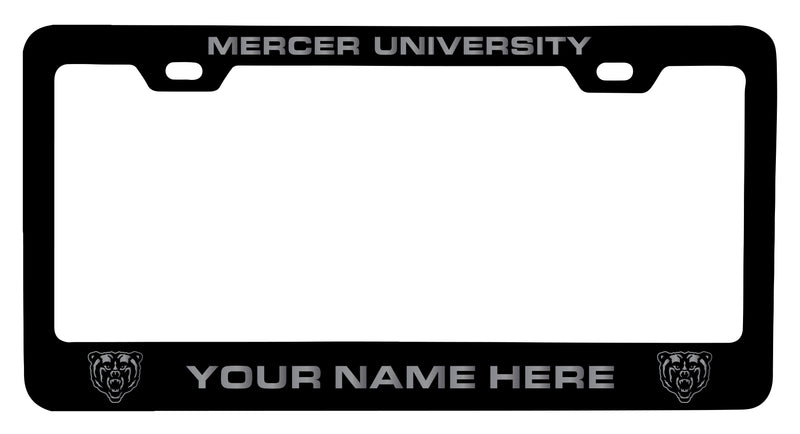 Mercer University Customizable Engraved Metal License Plate Frame Officially Licensed Collegiate Product Black