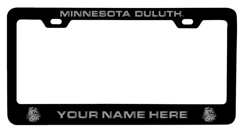 Minnesota Duluth Bulldogs Customizable Engraved Metal License Plate Frame Officially Licensed Collegiate Product Black
