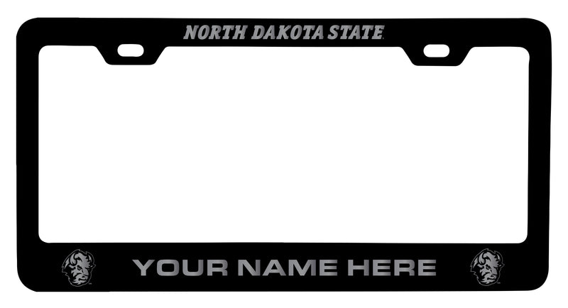 North Dakota State Bison Customizable Engraved Metal License Plate Frame Officially Licensed Collegiate Product Black