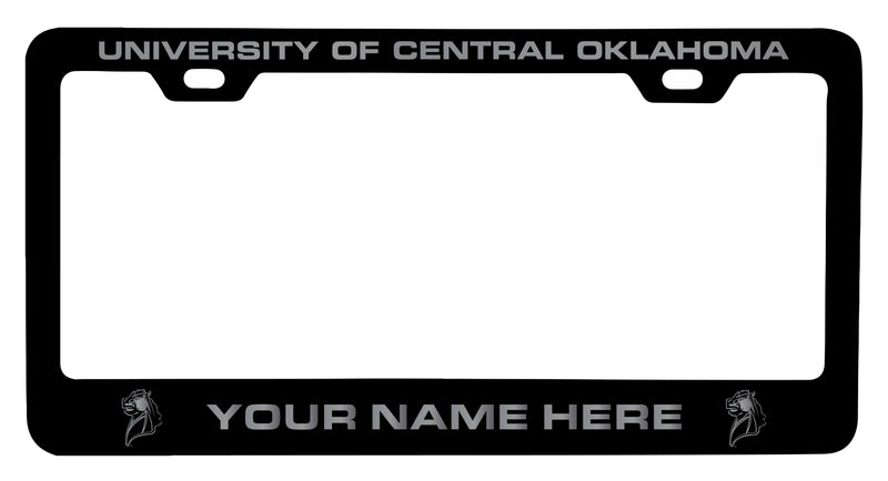 University of Central Oklahoma Bronchos Customizable Engraved Metal License Plate Frame Officially Licensed Collegiate Product Black