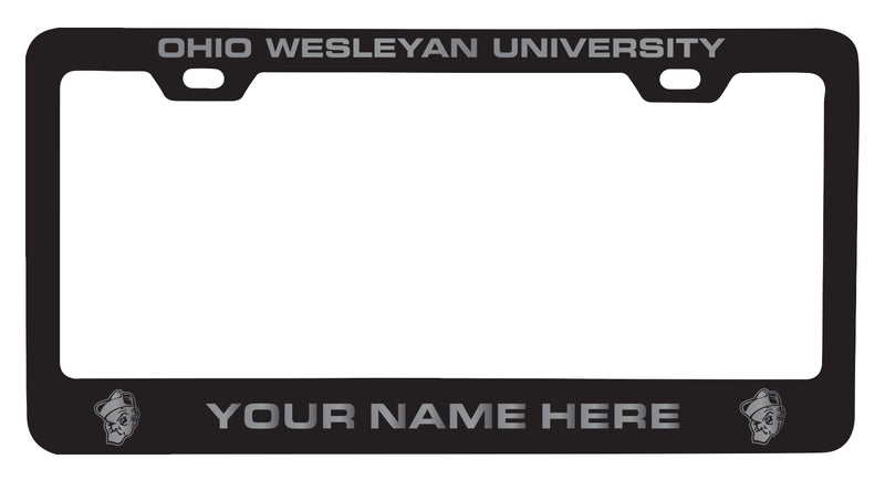 Ohio Wesleyan University Customizable Engraved Metal License Plate Frame Officially Licensed Collegiate Product Black