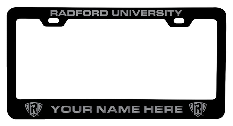 Radford University Highlanders Customizable Engraved Metal License Plate Frame Officially Licensed Collegiate Product Black