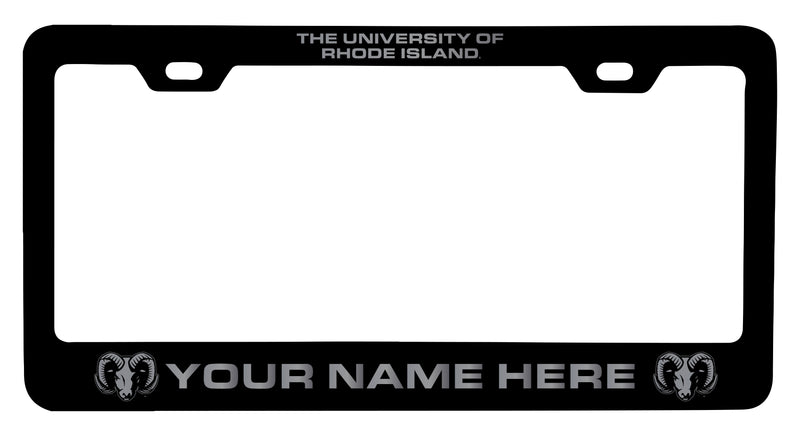 Rhode Island University Customizable Engraved Metal License Plate Frame Officially Licensed Collegiate Product Black