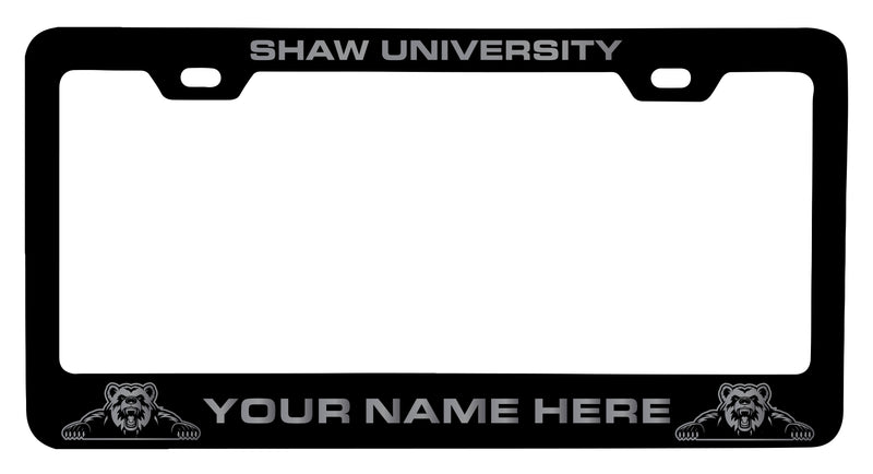 Shaw University Bears Customizable Engraved Metal License Plate Frame Officially Licensed Collegiate Product Black