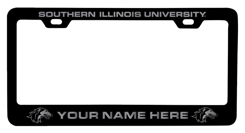 Southern Illinois Salukis Customizable Engraved Metal License Plate Frame Officially Licensed Collegiate Product Black