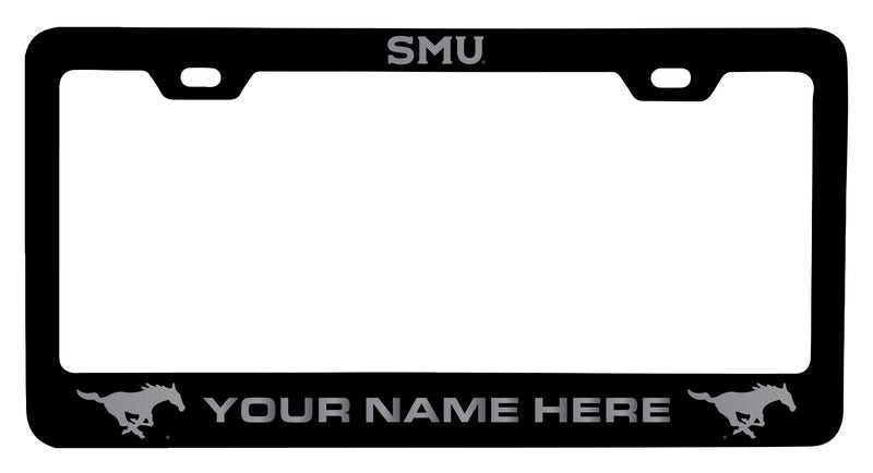 Southern Methodist University Customizable Engraved Metal License Plate Frame Officially Licensed Collegiate Product Black