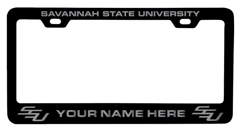 Savannah State University Customizable Engraved Metal License Plate Frame Officially Licensed Collegiate Product Black