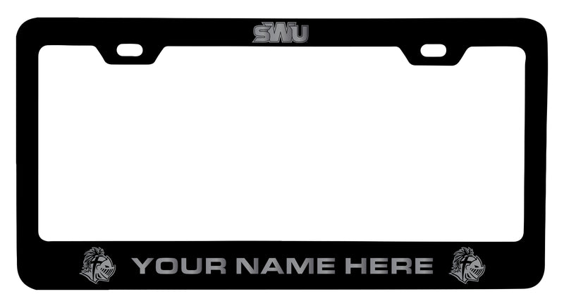 Southern Wesleyan University Customizable Engraved Metal License Plate Frame Officially Licensed Collegiate Product Black