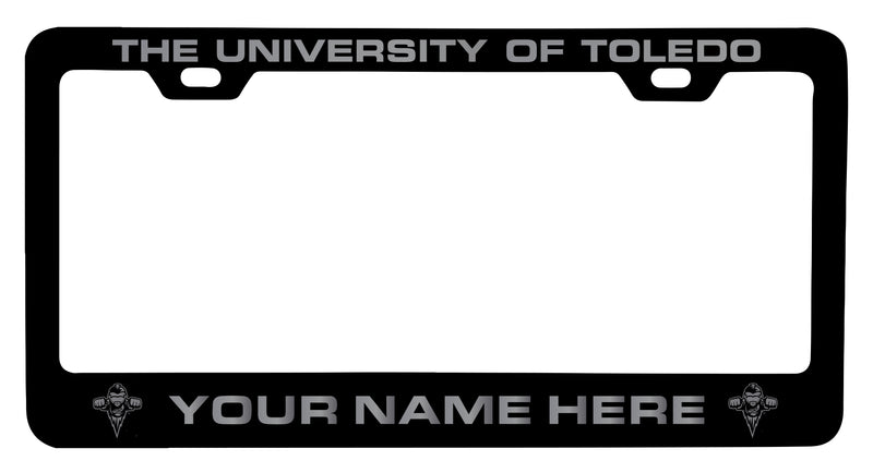 Toledo Rockets Customizable Engraved Metal License Plate Frame Officially Licensed Collegiate Product Black