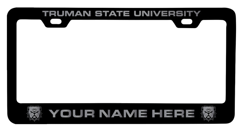 Truman State University Customizable Engraved Metal License Plate Frame Officially Licensed Collegiate Product Black