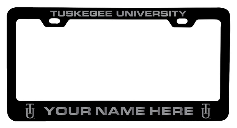 Tuskegee University Customizable Engraved Metal License Plate Frame Officially Licensed Collegiate Product Black