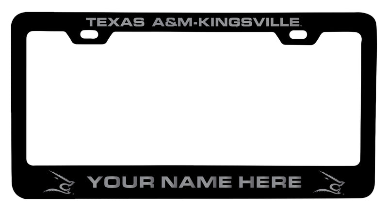 Texas A&M Kingsville Javelinas Customizable Engraved Metal License Plate Frame Officially Licensed Collegiate Product Black