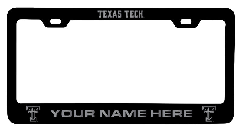 Texas Tech Red Raiders Customizable Engraved Metal License Plate Frame Officially Licensed Collegiate Product Black