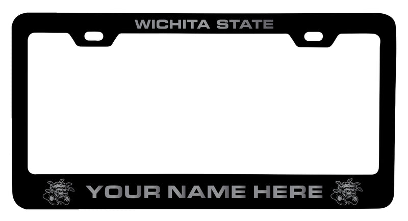 Wichita State Shockers Customizable Engraved Metal License Plate Frame Officially Licensed Collegiate Product Black