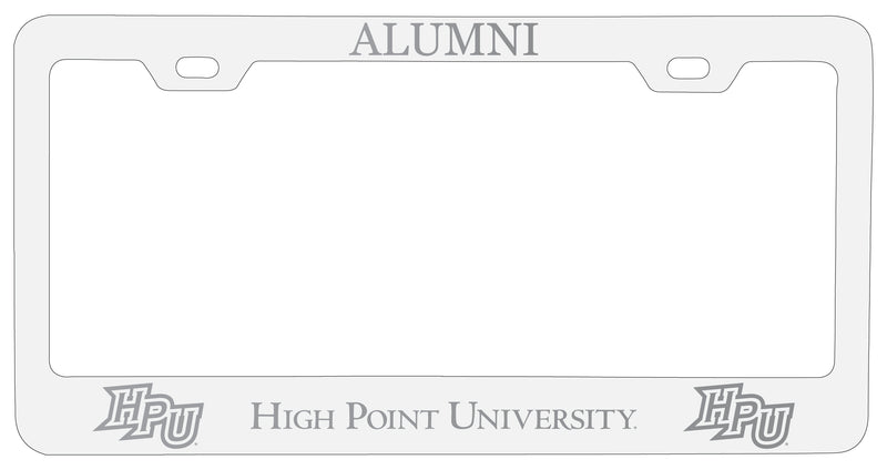 High Point University Alumni Engraved Metal License Plate Frame White Officially Licensed