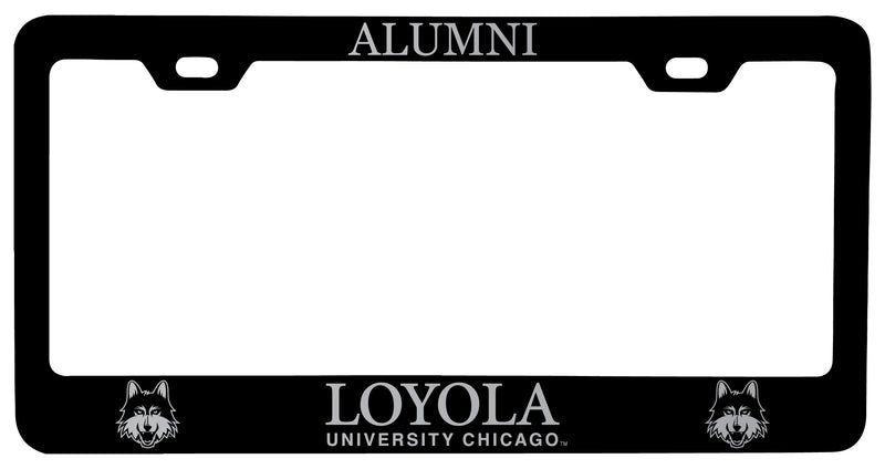 Loyola University Ramblers Alumni Engraved Metal License Plate Frame Black Officially Licensed