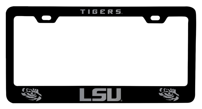 LSU Tigers Engraved Metal License Plate Frame Black Officially Licensed Collegiate Product Black