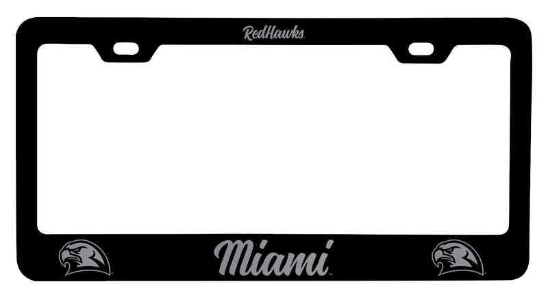 Miami of Ohio Engraved Metal License Plate Frame Black Officially Licensed Collegiate Product Black