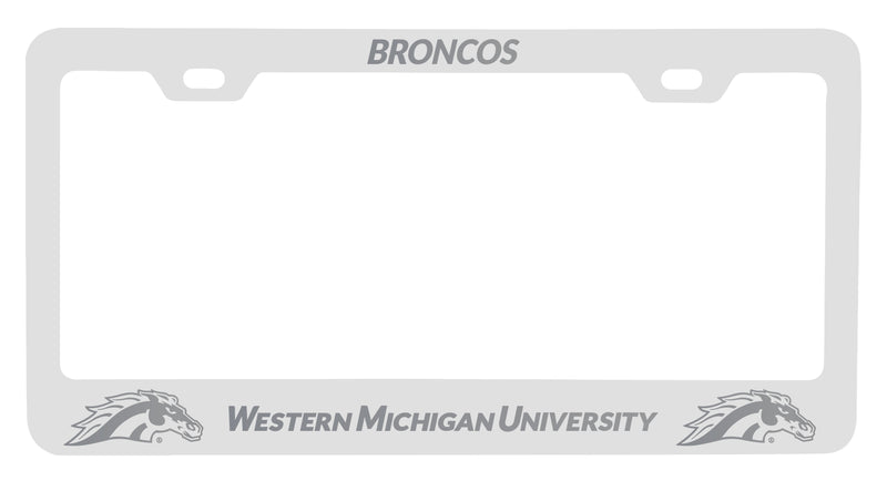 Western Michigan University Engraved Metal License Plate Frame White Officially Licensed Collegiate Product White