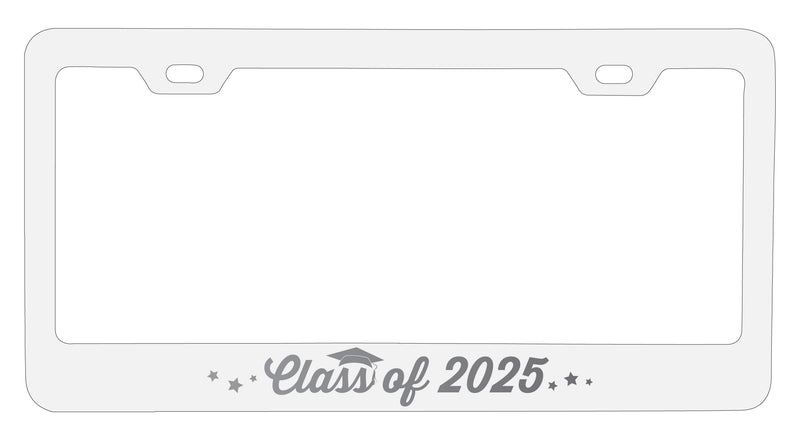 Class of 2025 Graduation Engraved Metal License Plate Frame White 4-Pack